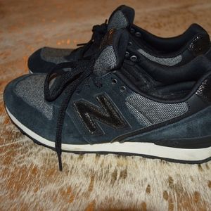 Anthropologie X New Balance Navy Metallic Sneakers